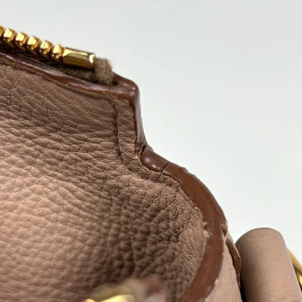 Prada Logo Handbag 2-Way Shoulder Bag Handbag Leather Beige - Picture 6 of 8